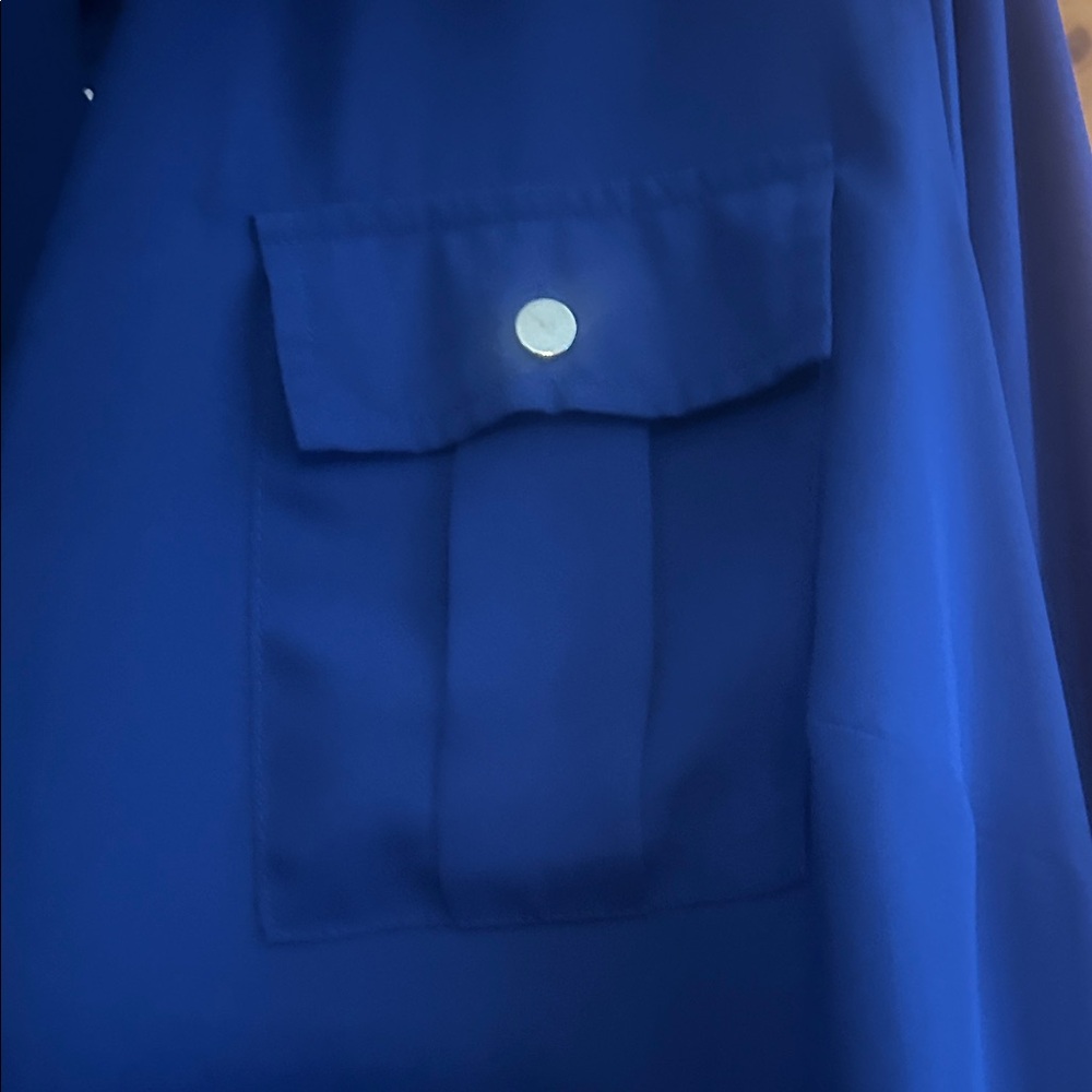 Investments Slim Factor Plus Button-Front Top in Deep Blue - Picture 3 of 5
